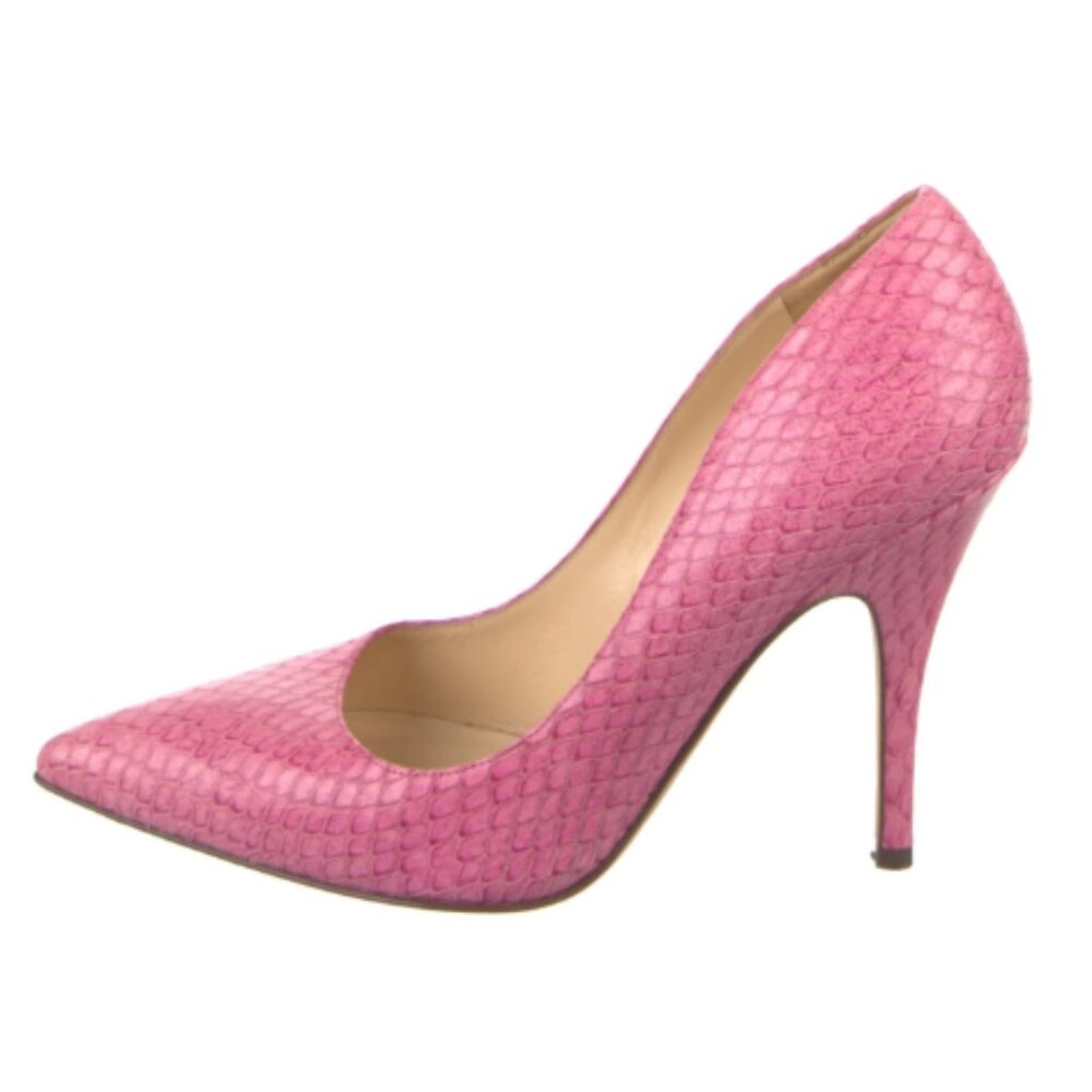 Pointed Toe Kate Spade New York Pink Embossed Leather Snake Pumps